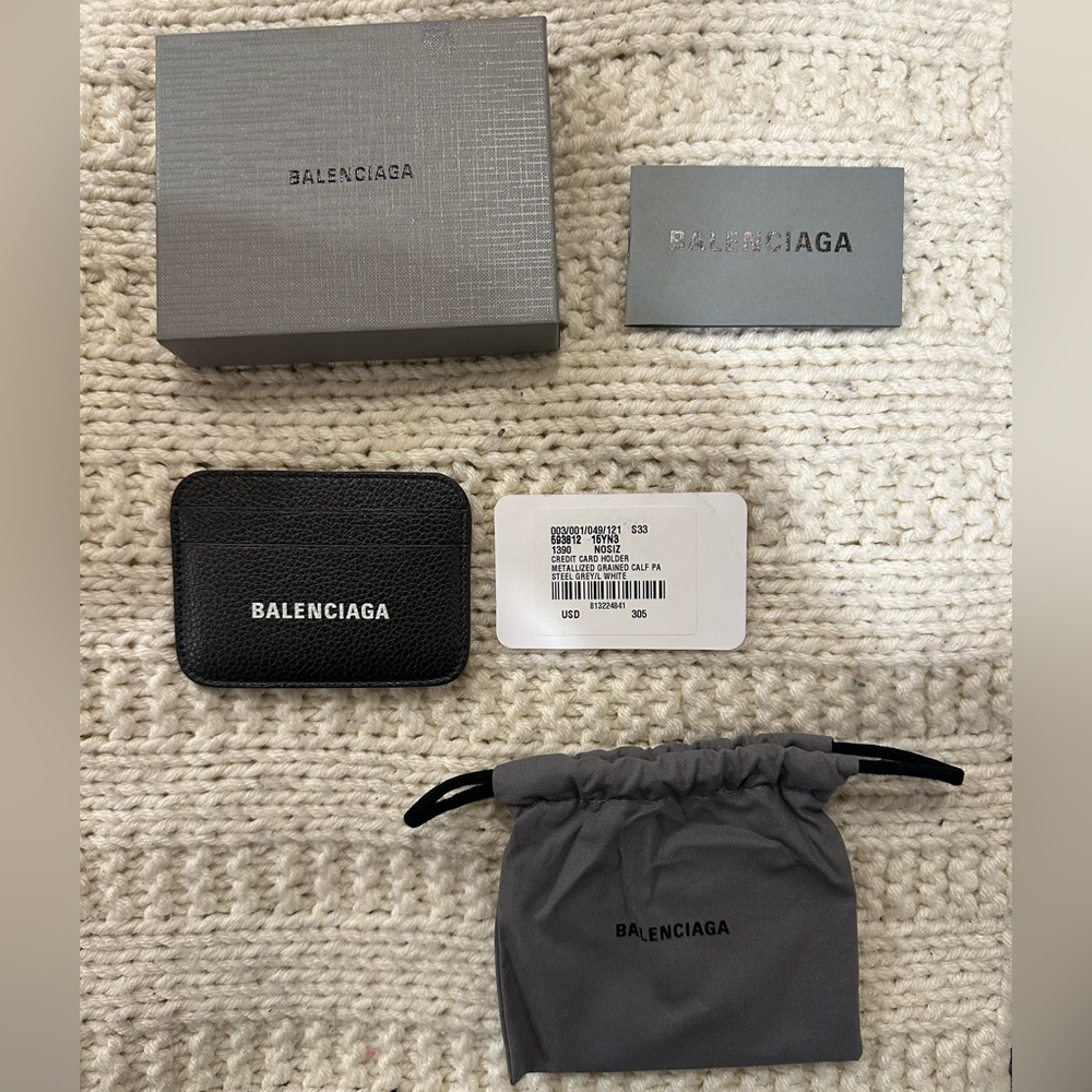 Balenciaga Textured Grey Card Case